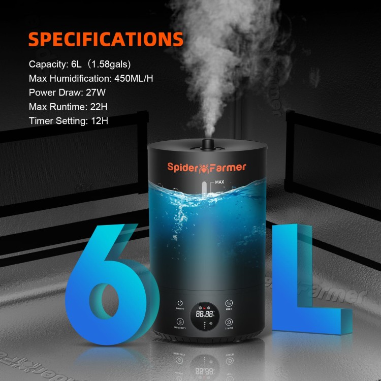 Spider Farmer Nawilżacz powietrza Cool Mist 6L