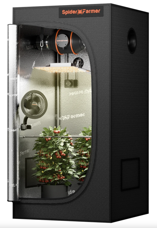 Spider Farmer SF1000D – kompletny zestaw uprawowy growbox 70x70 cm z lampą LED 100W dla początkujących