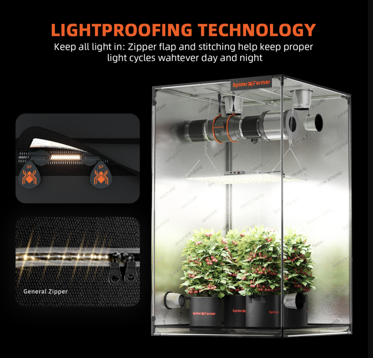 Spider Farmer G3000 LED 300W 90x90x180cm zestaw uprawowy growbox lightproof