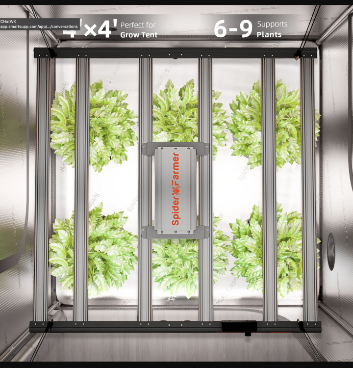 Spider Farmer G5000 LED 480W 120x120x200cm Zestaw Uprawowy Growbox Kontroler Klimatu pokrycie