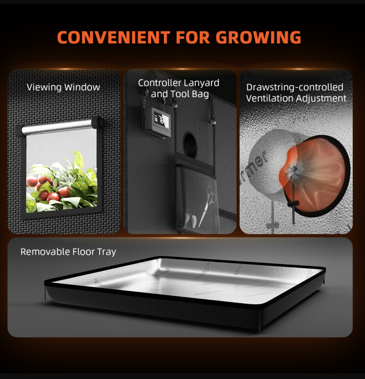 Spider Farmer Zestaw Uprawowy SF1000 LED 100W EVO 70x70x160cm Growbox Regulator Prędkości podłoga