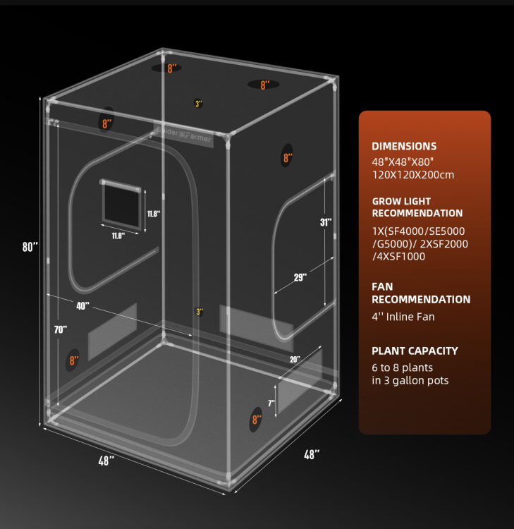 Spider Farmer Namiot Uprawowy Growbox Growtent Indoor 120x120x200cm