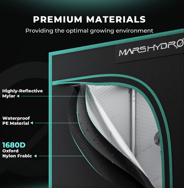 Mars Hydro SP 3000 LED 300W 120x60x180cm Zestaw Uprawowy Growbox Aplikacja iFresh materiały