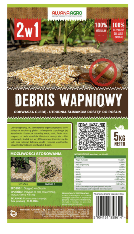 AlvanaEko Debris Wapniowy Naturalny Środek do Odstraszania Ślimaków i Wzbogacania podłoża