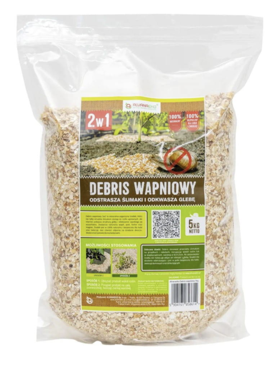 AlvanaEko Debris Wapniowy Naturalny Środek do Odstraszania Ślimaków i Wzbogacania Gleby 5kg