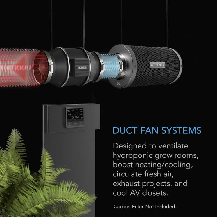 CLOUDLINE PRO T8 – Cichy Wentylator Kanałowy 200 mm z Kontrolerem Temperatury Wilgotności i VPD  duct fan