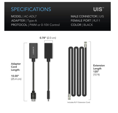 AC Infinity AC-ADS7 Adapter do wspólnego programowania, Rozdzielacz UIS Hub 4-Portowy