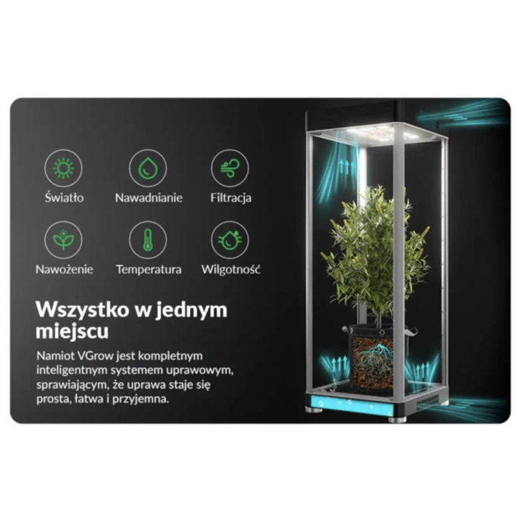 VGrow Smart Growbox 45x45x142 cm cechy