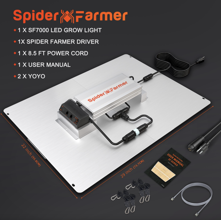 Spider Farmer SF7000 650W zestaw z zawiesiami i wciągarkami
