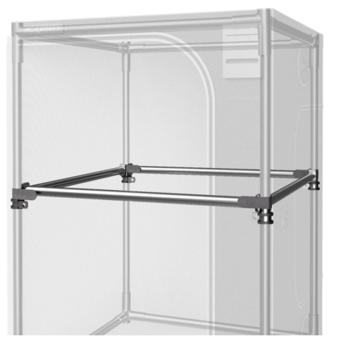 Drążki wzmacniające AC Infinity zamontowane poziomo w namiocie uprawowym 120x120 cm zwiększające stabilność konstrukcji.