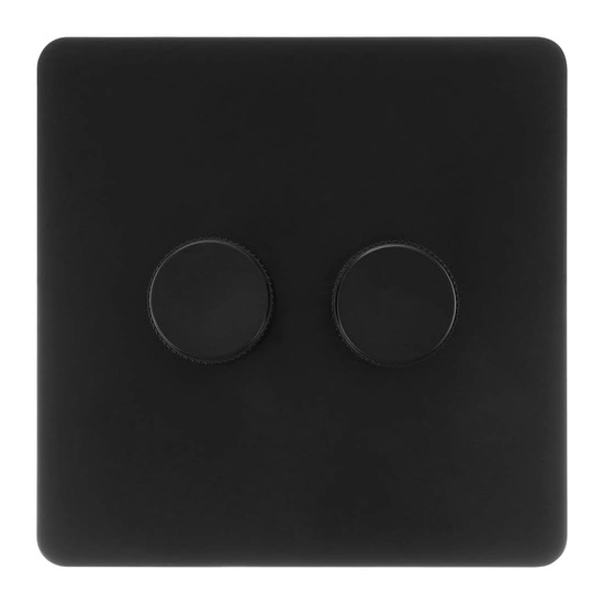 VERTICANA® WALL DIMMER 2-WAY BLACK - czarny ściemniacz ścienny podwójny, 400W do lamp LED