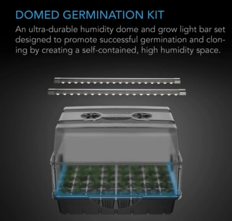 AC Infinity Propagator Premium – kompletna szklarenka do kiełkowania z kopułą i LED