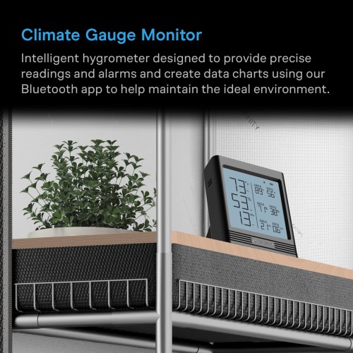 AC Infinity Smart Hygrometer B2 - miernik klimatu obok rośliny w domu
