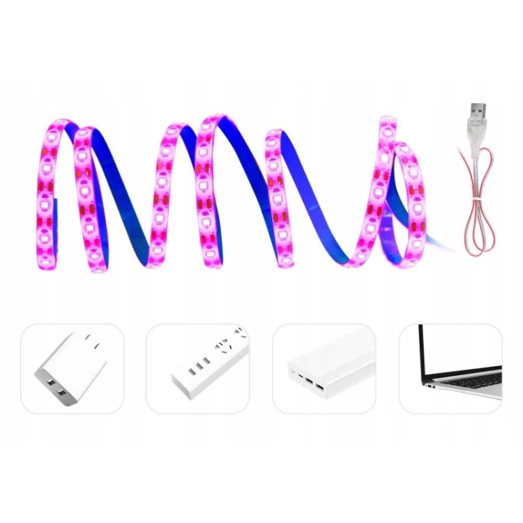 Taśma LED USB zasilana z ładowarki lub laptopa