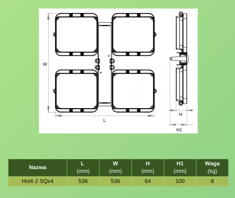 Perfand Led Lampa pulsacyjna Horti 2 SQ 4 x 100w do roślin